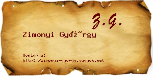 Zimonyi György névjegykártya